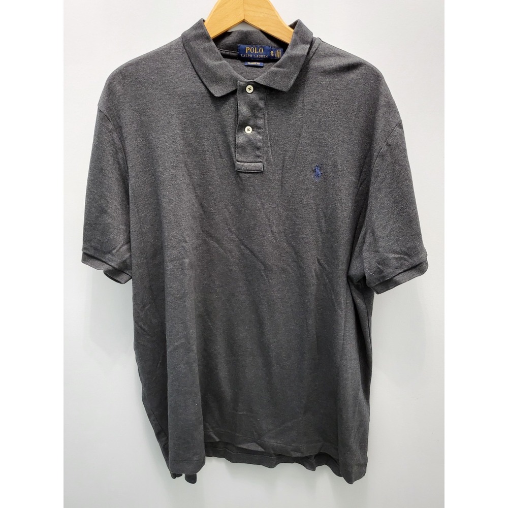 Polo Ralph Lauren Polo Shirt Mens XL Dark Gray w/ Blue Pony Classic Fit Cotton